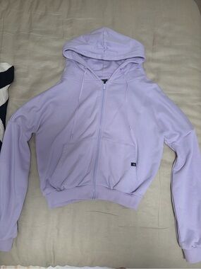 POPFLEX Zip Cloud Hoodie Digital Lavender Purple S/M Custom Sleeve Fit